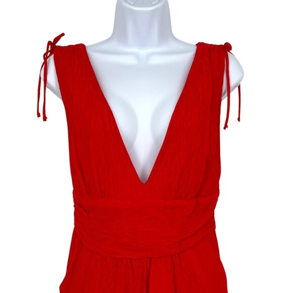 One Clothing Red Deep V-Neck Romper Sleeveless Size Medium - Picture 2 of 10